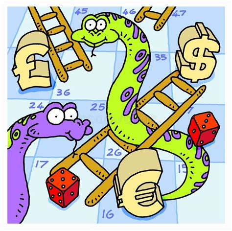 Serpientes y escaleras es un juego de mesa que se juega entre 2 y 10 jugadores. Serpientes Y Juego De Las Escaleras Ilustración del Vector ...