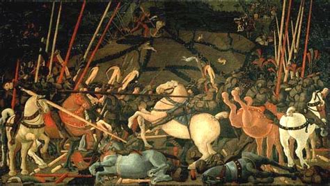 The battle of san romano is a set of three paintings by the florentine painter paolo uccello depicting events that took place at the battle of san romano between florentine and sienese forces in 1432. La Battaglia di San Romano