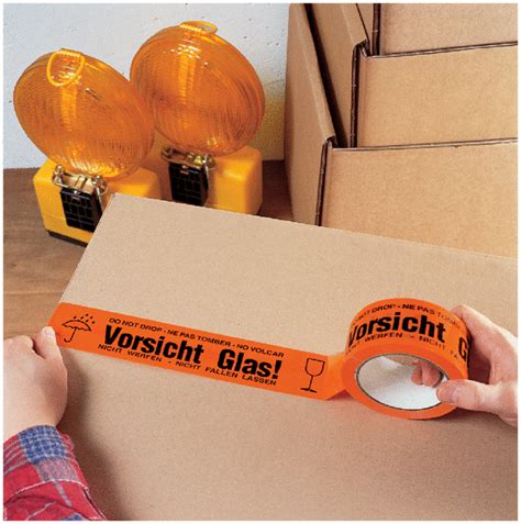 Klebeband mit warndruck vorsicht zerbrechlich ideal zum sichern ihres empfindlichen umzugsgut wie z.b. Vorsicht zerbrechlich! - Verpackungsbänder, bedruckt | SETON