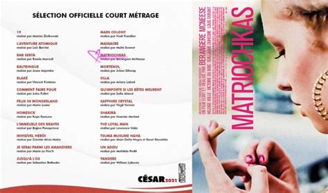 À n'en pas douter, la cérémonie 2021 des césar restera dans les mémoires. Césars 2021 : « Matriochkas » concourt pour le Meilleur Court-Métrage | Paprika Films