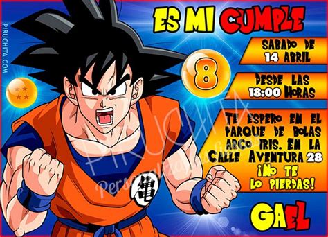 Kono yo de ichiban tsuyoi yatsuдраконий жемчуг зет: Invitación cumpleaños Dragon Ball #02 | Digital Imprimible ...