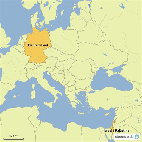 Palaistínē, arabisch فلسطين, dmg falasṭīn. StepMap - Lagekarte Deutschland und Israel/Palästina ...