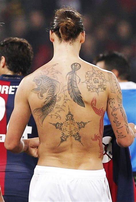 The manchester united start is known for his signature ink, but has revealed an impressive finished piece on social media. AC milans football star zlatan ibrahimovic back tattoo ...