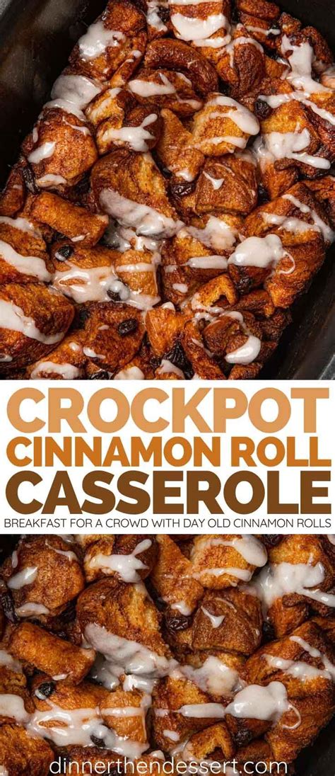 Casseroles can be so much more than pots of cheese, meat, and grease. Slow Cooker Cinnamon Roll Casserole (Crockpot) - Dinner, then Dessert | Cinnamon roll casserole ...