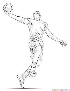 Add guidelines for the basketball player's body. How to draw a basketball player | Step by step Drawing ...