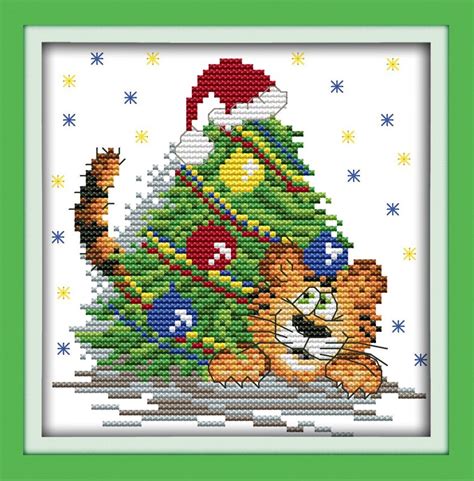 Sometimes it's good to be a little.improper. The naughty little Christmas tiger cross stitch kit 11ct ...