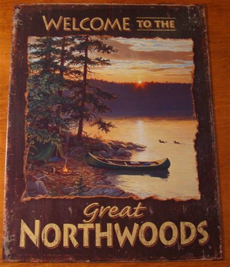 Upnorth decor offers a wide variety of home,cabin and cottage furnishings in downtown howell michigan. Great North Woods Rustic Log Cabin Lodge Home Decor Sign ...