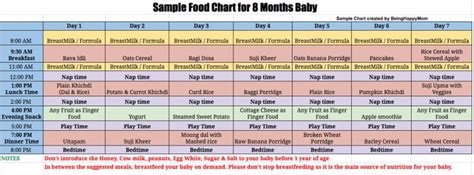 Ones you know what food, your baby is comfortable with, you can get little. Baby Food Diet Chart from 7 to 9 Months in 2020 | Baby ...