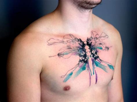 Maybe you would like to learn more about one of these? Abstract style colored chest tattoo of big butterfly ...
