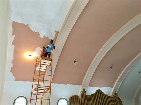 Painting a ceiling isn't always the easiest project. High ceiling painting! | High ceiling, Painted ceiling ...