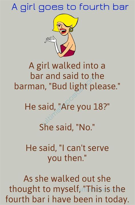 89 funny, too clever short jokes that will get you a laugh! Girl in Fourth bar | Funny marriage jokes, Relationship ...
