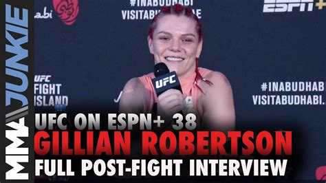 Record of opponents, results, weight, events, method/time of victory & link to fight footage. Gillian Robertson channeled Justin Gaethje mindset in win ...