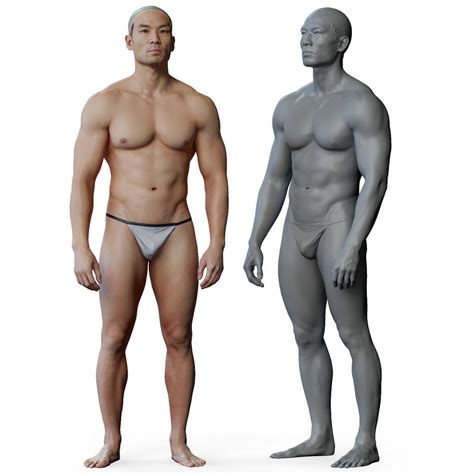 The male has an anatomically correct athletic body and very detailed topology. Male 02 Anatomy Reference Pose 09