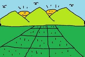 Lukisan sawah dengan padi kuning. ieena's story: Matahari Keluar Dari Celah Gunung