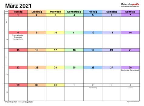 Kalender juni bis september 2021 zum ausdrucken. Kalender März 2021 als PDF-Vorlagen