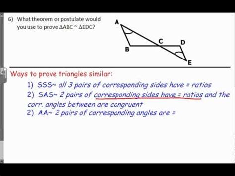 In each pair of triangles, parts are congruent as marked. H-F Final Exam Review: Geometry Chapter 8.wmv - YouTube