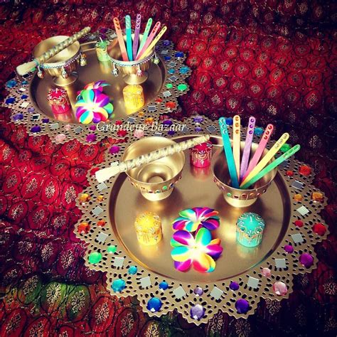 Want your mehndi decor to leave your guests all stunned? Rasm Thaals | Mehndi decor, Wedding crafts, Mehndi stage