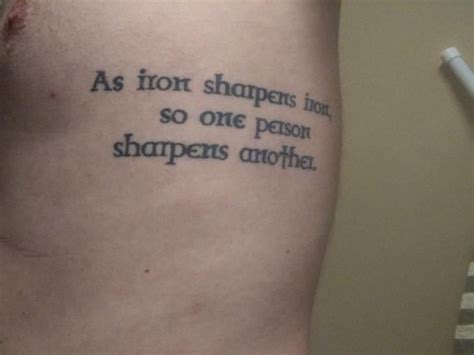 The tattoo is a permanent recognition of their choice to spend their lives together. My Proverbs 27:17 Tattoo (With images) | Proverbs 27 ...