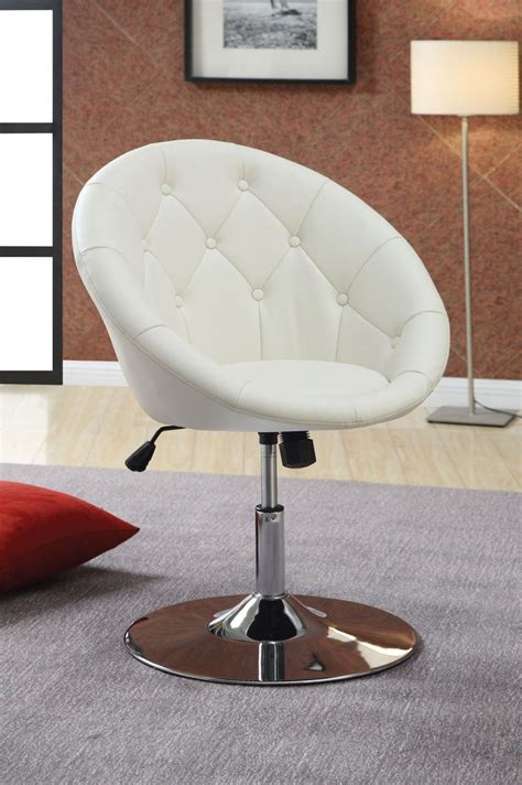 Conference furniture training room desk white metal modern stackable office chair. Modern Uphosltered White Leather Swivel Desk Chair With ...