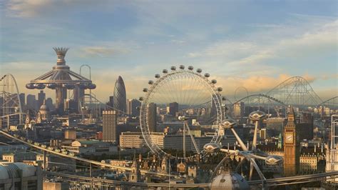 The confluence of ecological and. futuristic, London, City, Concept art, London Eye, Big Ben ...