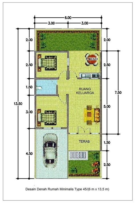 Inilah desain rumah minimalis sederhana type 54 ukuran 6x9 meter dengan 2 kamar tidur. Desain Rumah 6x8 Meter - Desain Rumah