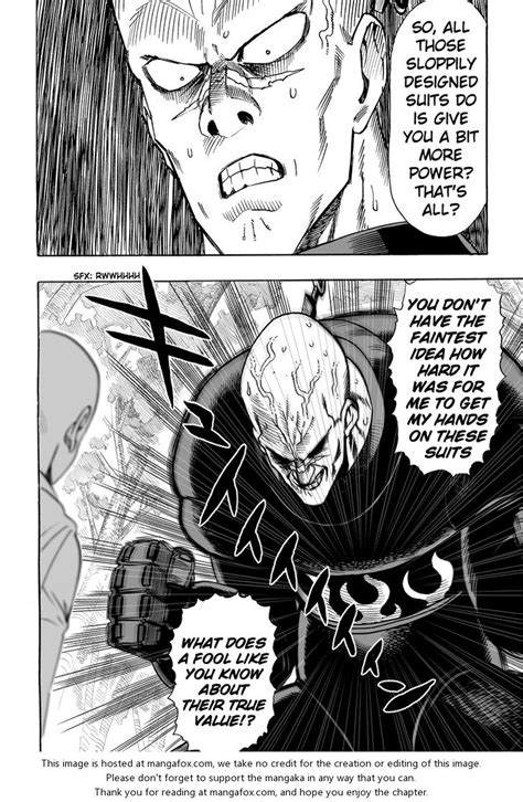Since enw only reacts to killing intent, king will just do nothing in actuality other than standing there menacingly, and enw will shoot at the other monster association members, which will be misinterpreted as king deflecting and redirecting enw's attacks. One-Punch Man, Chapter 14 - One-Punch Man Manga Online