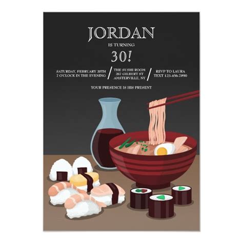 The key is to make one amazing sushi roll and many filler sushi rolls that look different but are the same roll just decorated … Sushi Dinner Invitation | Zazzle.com | Dinner invitations ...