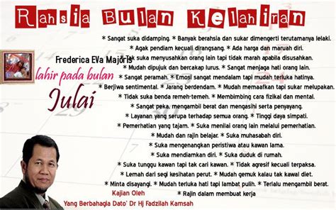 Tarikh lahir yang kita akan cuba huraikan hari ini adalah berkaitan dengan satu perkara yang pastinya menjadi dilemma dikalangan ibu bapa. Cikgu Paling Sempoi: RAHSIA TARIKH LAHIR MENGIKUT BULAN