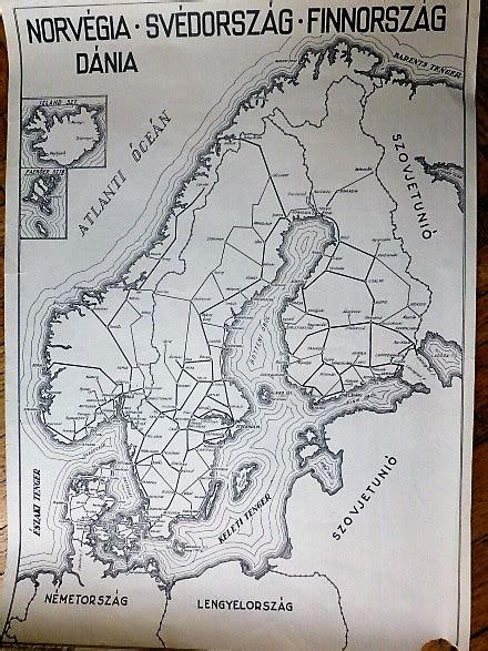 Délről a tengeren keresztül észtország határos vele. Norvégia Svédország Dánia Finnország vasút térkép 1949 ...