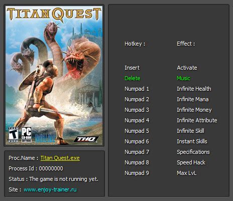 Cheat in this game and more with the wemod app! Titan Quest Trainer +9 v1.30 Enjoy - download cheats ...