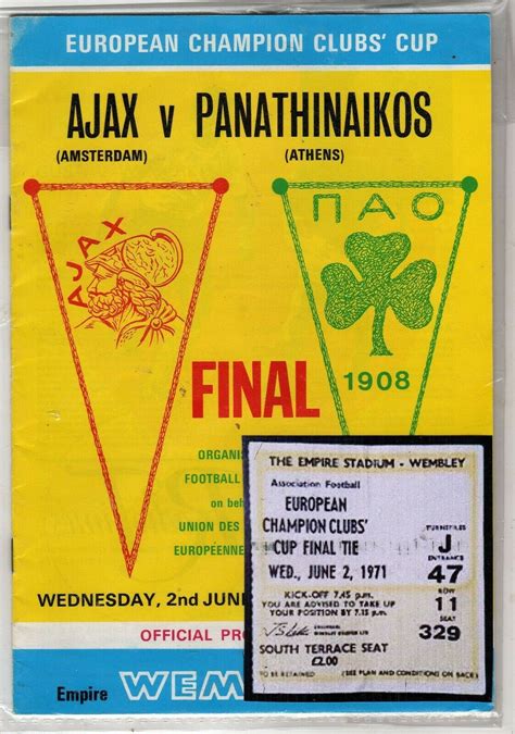 Wimbledon tickets are in high demand as one of the world's most popular tennis event. 1970 European Cup Final Ajax v Panathinaikos programme ...