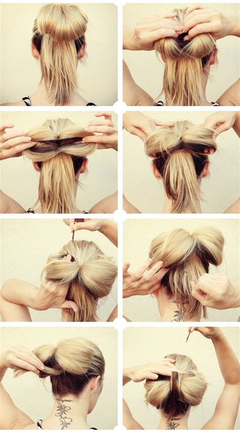 Take the loose strands of hair from the end of your ponytail, and pull them forward and over the middle section of your top knot. 1000+ images about cool hairstyles on Pinterest | Crazy hair days, Princess hairstyles and Knot ...