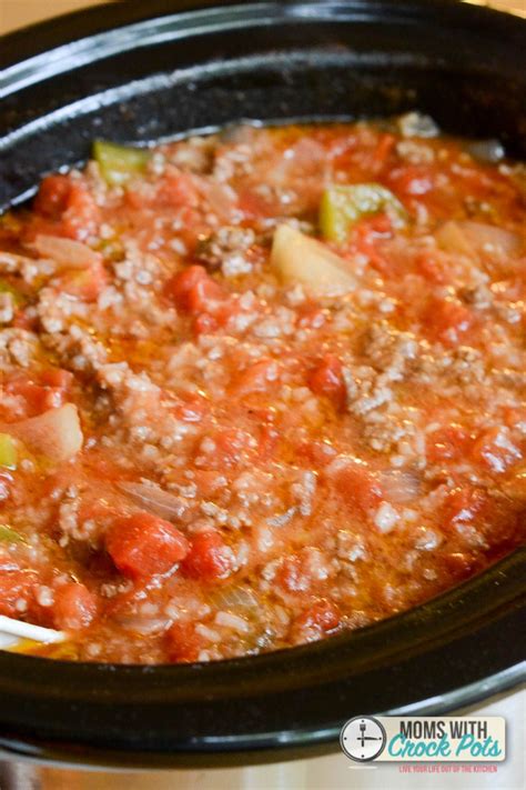 In a large skillet, brown the ground beef, onion, and garlic and drain the fat. Crockpot Stuffed Pepper Soup Recipe | Recipe | Stuffed ...