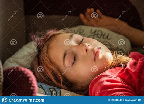 Young Girl Sleeping In Bed. Young Girl Sleeping In Bed. 9-10 Years Old Girl Sleeping Stock Image ...