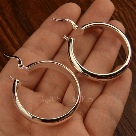 Available in three sizes, 15mm, 30mm, 40mm. Girl's 925 Sterling Silver 30mm/1.2 inch Medium-Size 5mm ...