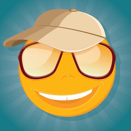 Dieser smiley ist besonders wichtig bei whatsapp & facebook. Lustige Smiley Mit Sonnenbrille Und Einer Schirmmütze ...