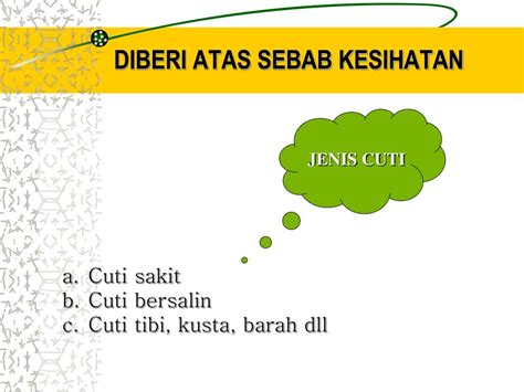 Bagi menjaga sanak saudara yang rapat disebabkan oleh masalah kesihatan sahaja (suami/isteri, anak kandung, anak (a) tidak boleh diberi kepada pegawai wanita atas sebab bersalin (b) mengurangkan kelayakan cuti rehat (c) baki cuti separuh gaji yang belum. PPT - URUSAN PERKHIDMATAN PowerPoint Presentation, free ...