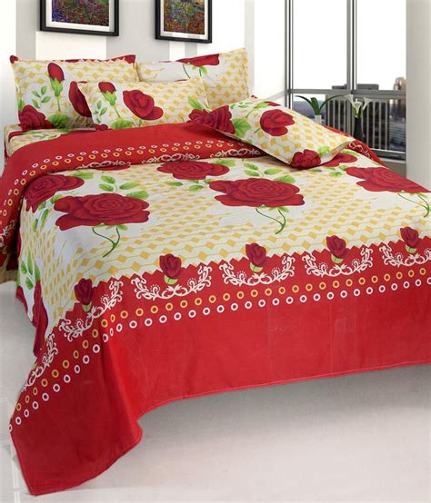 Most relevant best selling latest uploads. Vertex Yellow and Red Floral Polyester 2 Bed Sheets with 4 ...
