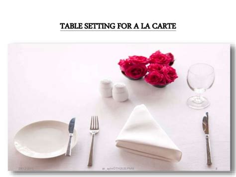 A la carte table setting. Chapter 5 - Serving Techniques