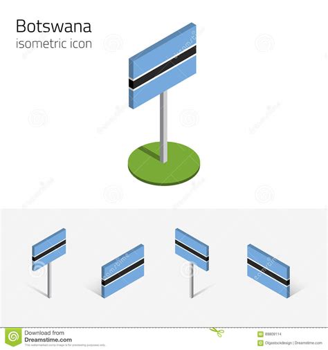 Flagge flattern viel, wenn sie genug akku haben. Botswana-Flagge, Gesetzte Isometrische Flache Ikonen 3D ...