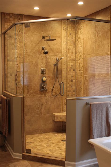 This shower's floor goes a step further by matching with the backsplash over the vanity to make the room really come together. Home Improvement Center | WrightDoIt.com | Bathroom ...