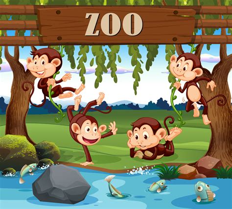 Maybe you would like to learn more about one of these? A monkey family in the zoo 368643 Vector Art at Vecteezy