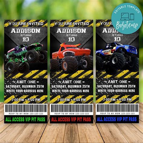 Maybe you would like to learn more about one of these? Printable Grave Digger Monster Truck Birthday Ticket ...