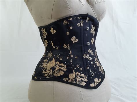 Steampunk corset with detachable belt & jacket in ecstasy pattern. Underbust Corset - Antique Gold Floral Brocade Pattern ...