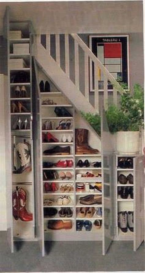 Check out the space under the stairs. Source | Shoe storage under stairs, Under stairs, Understairs storage