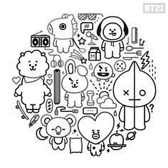 Logo bts bt21 coloring pages printable, making logo, logo bts bt21 coloring pages printable Image result for bt21 coloring pages | V in 2019 | Bts ...