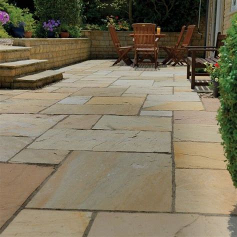 What are the different colors of sandstone pavers? Pavestone Paving-Riven Sandstone-Buff-PAVING SLABS ...