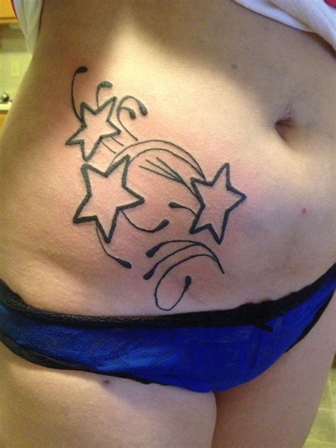 This one is a perfect design for animal lovers who do not hesitate to flaunt their love for animals. Lower stomach star tattoo