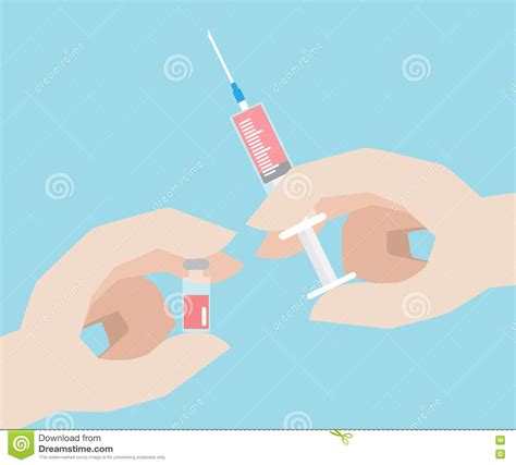 Hand With Syringe And Vaccine Bottle Stock Vector - Illustration of ...