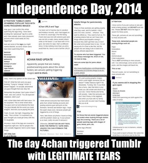 The stories and information posted here are artistic works of fiction and falsehood. 4chan celebrates Independence Day by spamming Tumblr's ...